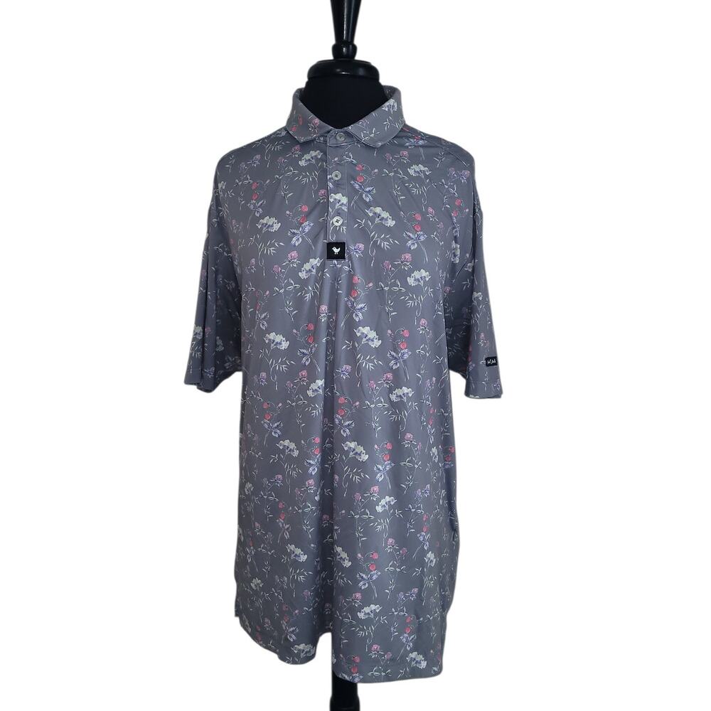Bad Birdie Floral Golf Polo XL Performance Golfcore Athleisure Preppy Active